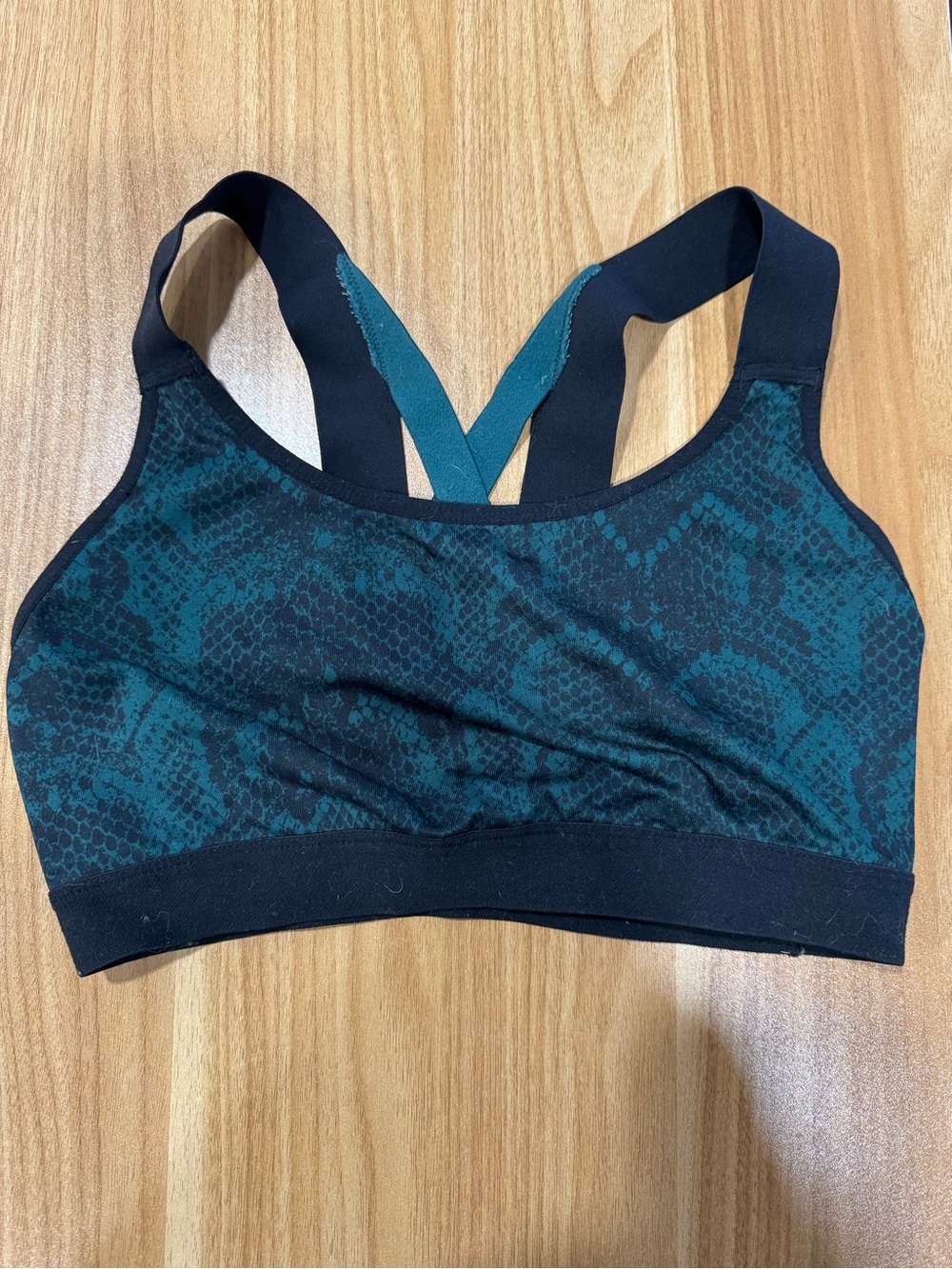Target Women's Teal and Black Snake-Print Sports Bra